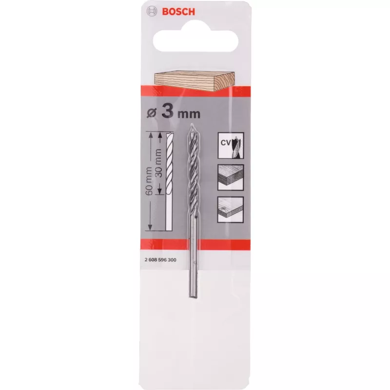 Bosch Standard wiertło z ostrzem centrującym, średnica 3 mm, długość 61 mm