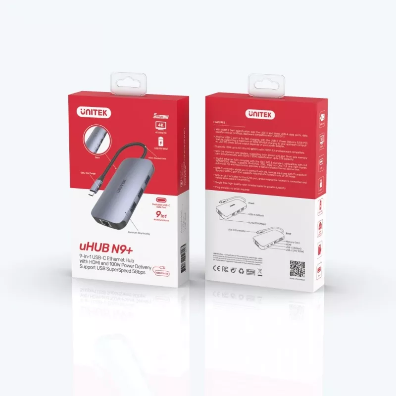 UNITEK D1071A hub interfejsowy USB 3.0 SuperSpeed 5 Gb/s Srebrny