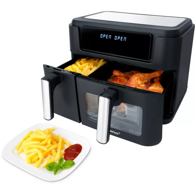 Podwójny frytkownicę powietrzną HF 9500 DUO (czarny, 2.400 Watt, 2 kosze 6 L + 3,5 L)