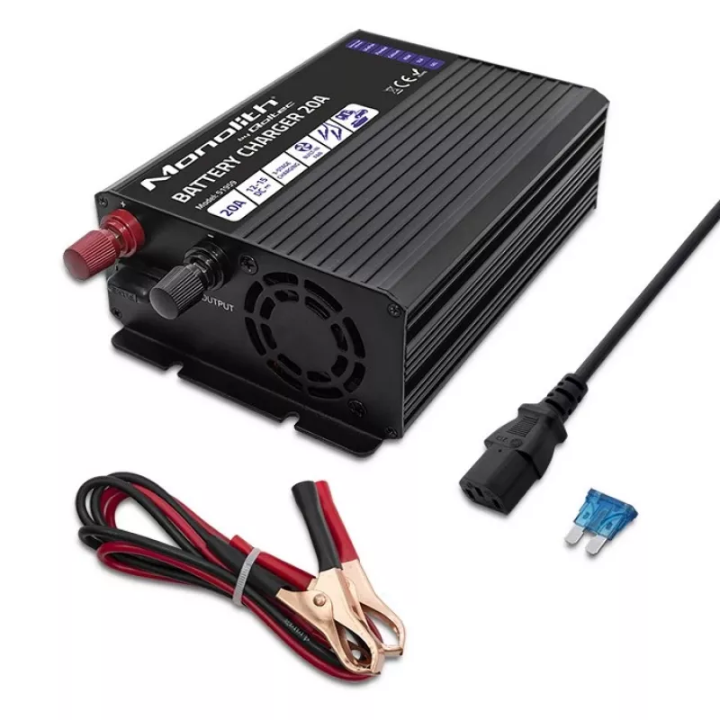 Ładowarka QOLTEC Monolith 20A 12V do akumulatorów LiFePO4, AGM, GEL, SLA