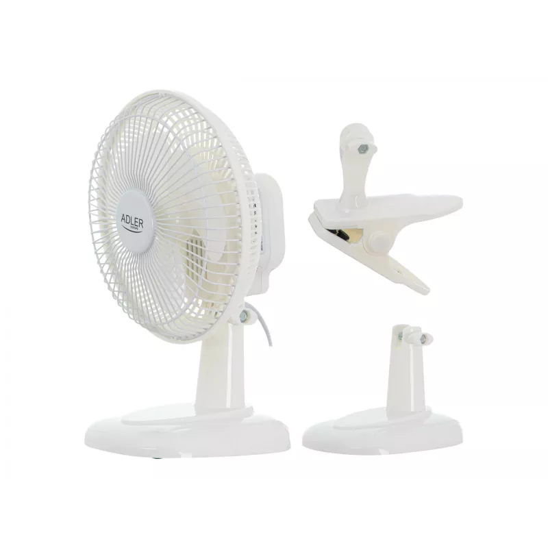 Adler | Wentylator z klipsem | AD 7317 | Wentylator biurkowy | Biały | Średnica 15 cm | Liczba prędkości 2 | 30 W