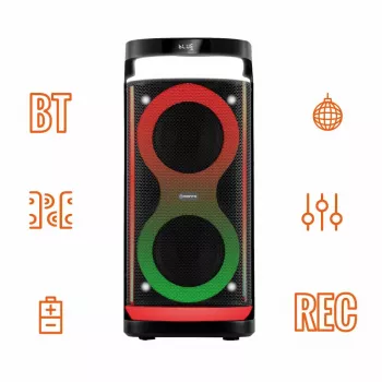 Głośnik przenośny MANTA SPK0601B100, 100 W, Bluetooth, karaoke, mikrofon bezprzewodowy, bateria, korektor, oświetlenie dyskotekowe