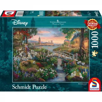 Schmidt Spiele 59489 Thomas Kinkade Studios: Painter of Light - Disney 101 Dalmatyńczyków puzzle, 1000 elementów, pozioma, od 12 lat