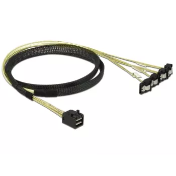 Kabel SCSI DeLOCK 85685 Czarny Żółty 1 m 1 x Mini SAS HD SFF-8643 4 x SATA 7 pin