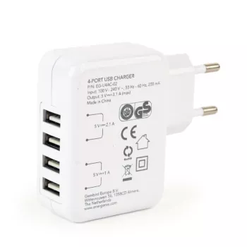 Ładowarka USB uniwersalna biała/4 porty EG-U4AC-02 Gembird