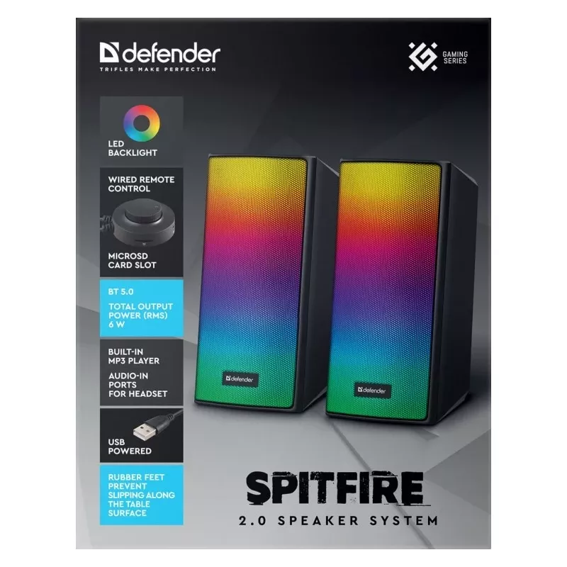 Głośniki komputerowe SPITFIRE 2.0 6W LED USB