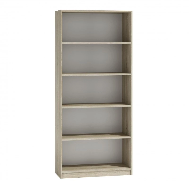 Regał biurowy top e shop R80 SONOMA, wykończenie dąb, 5 półek, 800×300×1820 mm