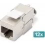 Moduł keystone ekranowany DIGITUS CAT 6A, beznarzędziowy, RJ-45, płaski, srebrny — zestaw 12 szt.