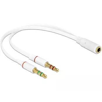Kabel audio DeLOCK 65585 0,2 m 2x 3,5 mm męski na 3,5 mm żeński, biały