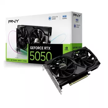 Karta graficzna PNY GeForce RTX 5050 — 8 GB GDDR6, 2317 MHz, 128-bitowa, PCIe x8 5.0, chłodzenie dwuwentylatorowe