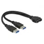 Kabel USB DeLOCK 0,25m USB3.0/2xUSB3.0 83910