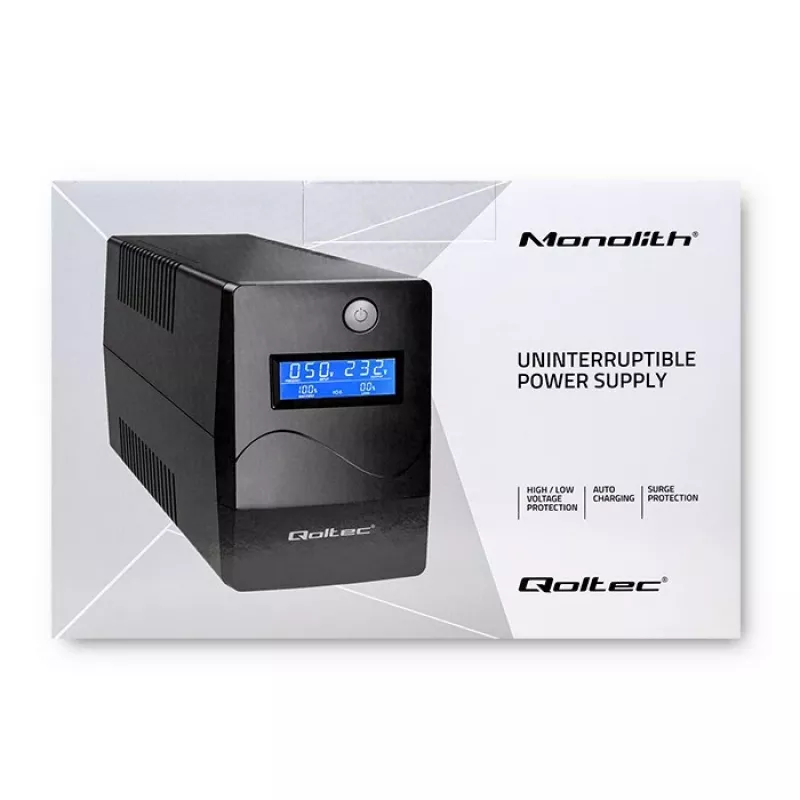 Qoltec Monolith zasilacz awaryjny (UPS) z podwójną konwersją (Online) 0.45 kVA 240 W 2 gniazda wyjściowe