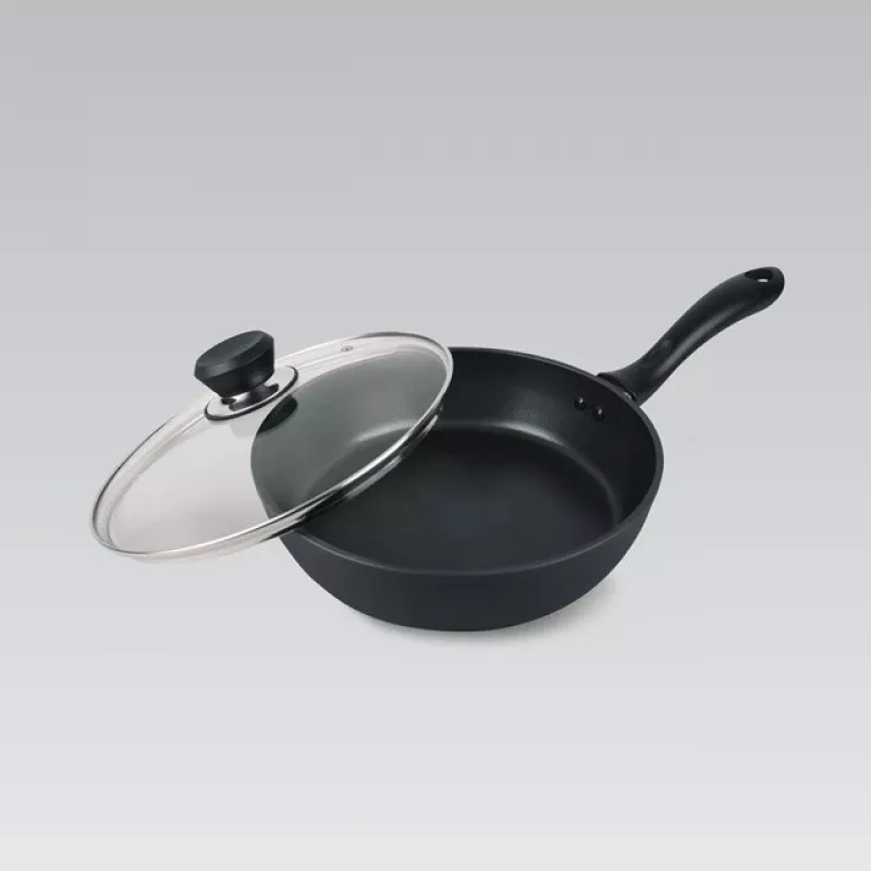 Patelnia Maestro MR-1205-28 z pokrywką, 28 cm, czarna