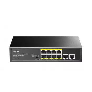 Przełącznik sieciowy Cudy FS1010PG — 10/100 Mbps, 8 portów PoE, 2 uplink, budżet PoE 120 W, obudowa metalowa