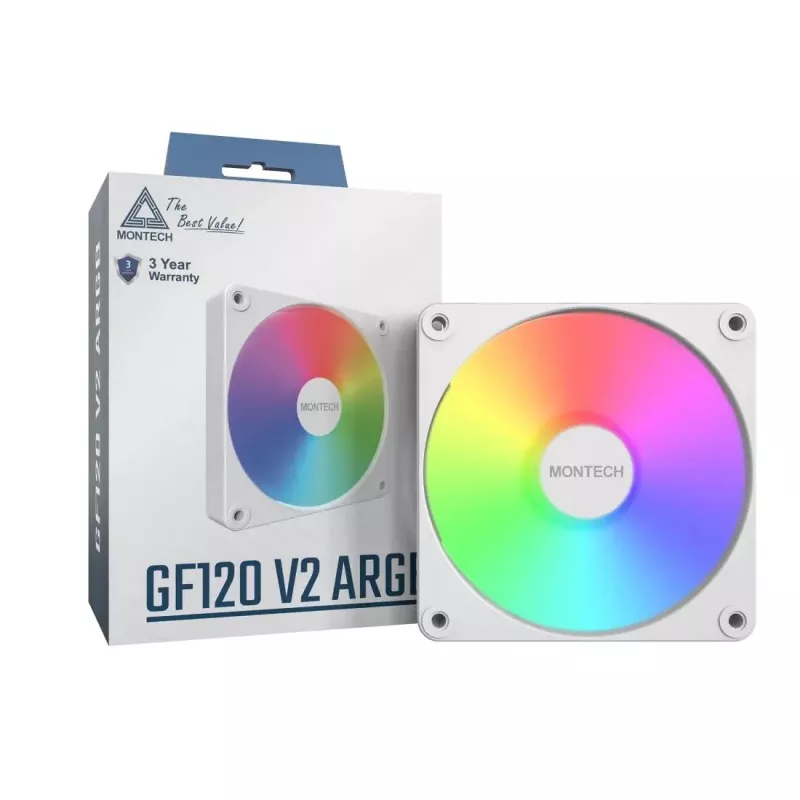 Montech GF120 V2 ARGB Moduł wentylatora do obudowy komputera 12 cm Biały 1 szt.