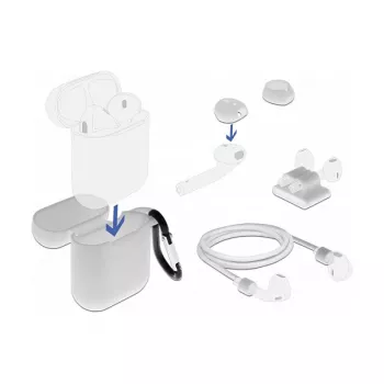 Zestaw akcesoriów DeLOCK do Apple AirPods, biały