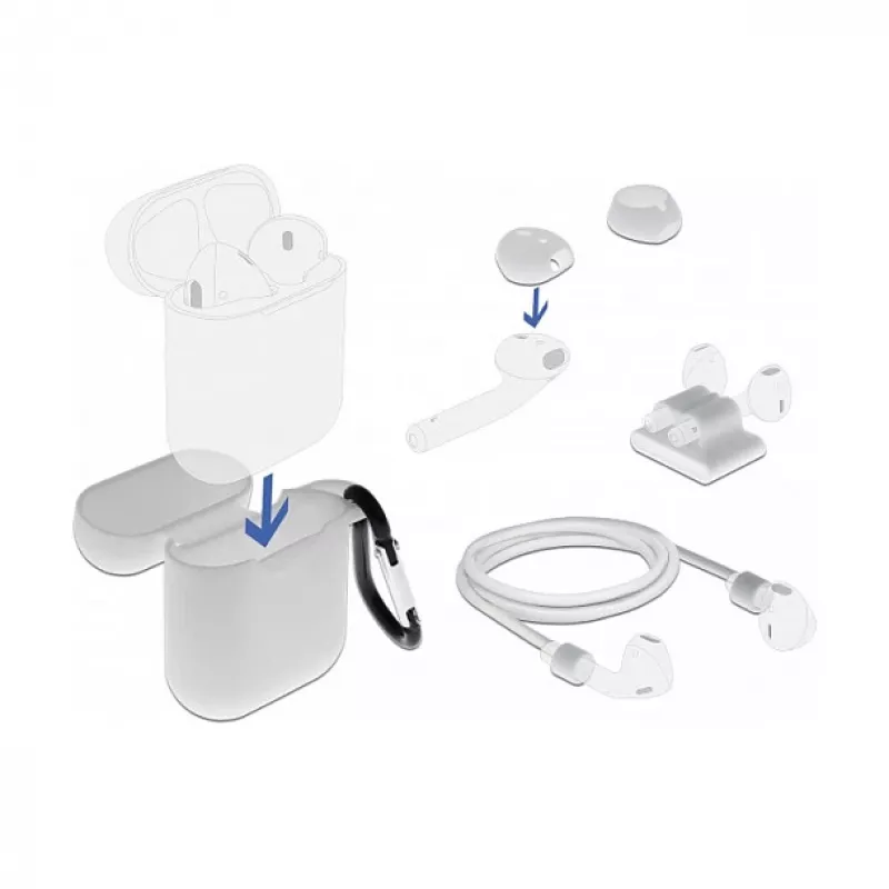 Zestaw akcesoriów DeLOCK do Apple AirPods, biały