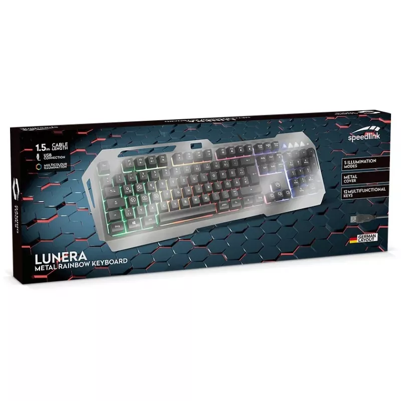 Speedlink Gaming klawiatura LUNERA. Metal Rainbow. Czarny retail