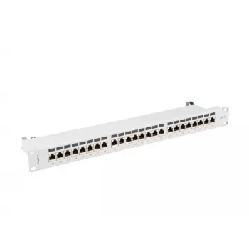 Patch panel 1U LANBERG PPS7-1024-S — 24-portowy, Cat7, F/UTP, metalowy, 1U (445×102×44,5 mm)