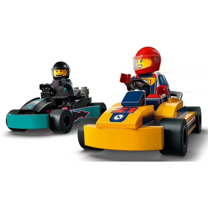 Klocki konstrukcyjne LEGO 60400 City Gokarty z zawodnikami – zestaw z minifigurkami i pojazdami