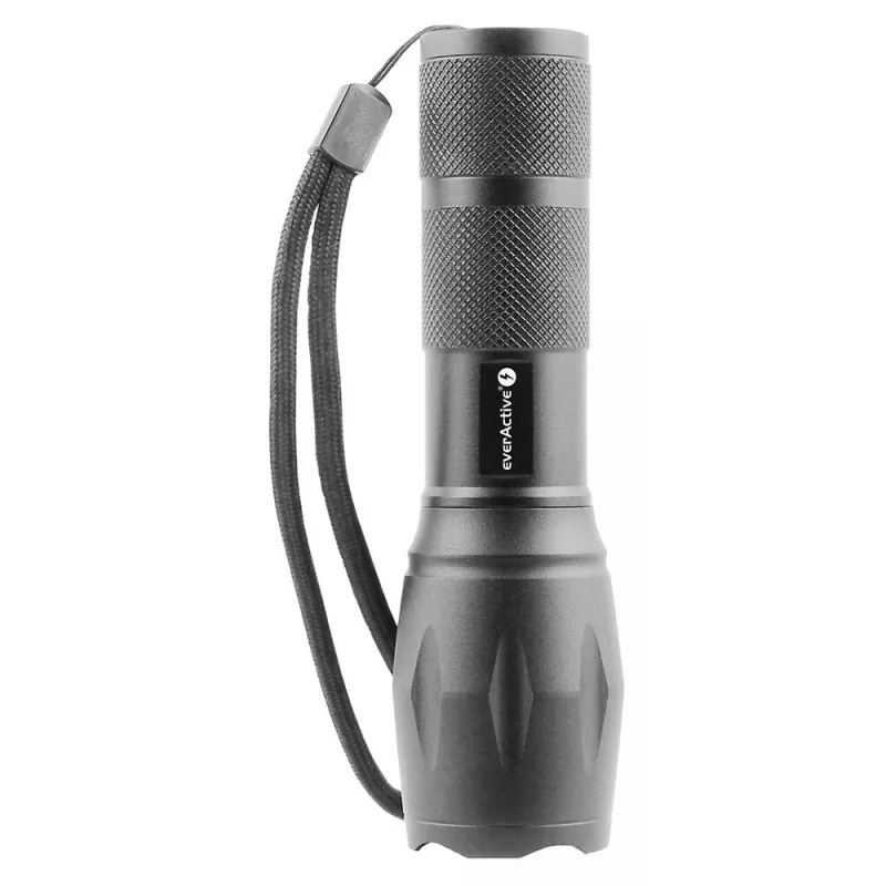 Latarka everActive FL600 — 600 lm, 10 W, obudowa aluminiowa, IPX4, 130 mm, 3×AAA, czerwona