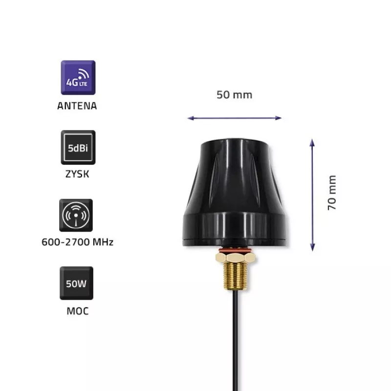Dookólna antena 4G LTE QOLTEC 57037, podwójna polaryzacja, zysk 5 dBi
