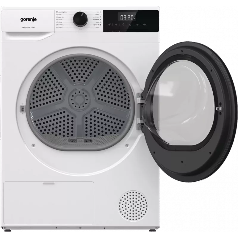 Suszarka Gorenje | D2HNE7E | Klasa efektywności energetycznej E | Ładowanie od przodu | 7 kg | Pompa ciepła | LED | Głębokość 51 cm | Biała