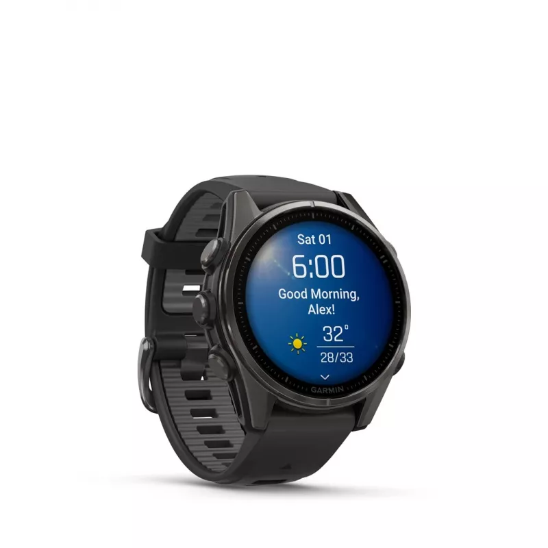 Garmin fenix 8 3,3 cm (1,3) AMOLED 43 mm Cyfrowy 416 x 416 pikseli Ekran dotykowy Czarny Wi-Fi GPS (satelitarny)