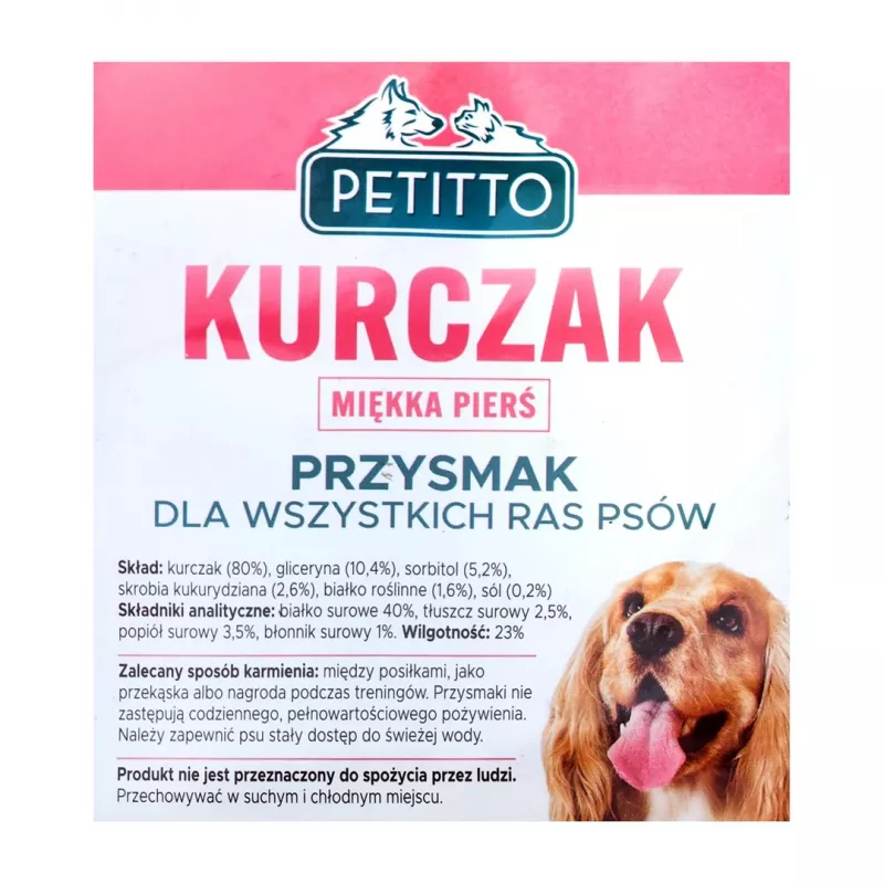 PETITTO Miękkie piersi z kurczaka - przysmak dla psa - 500 g