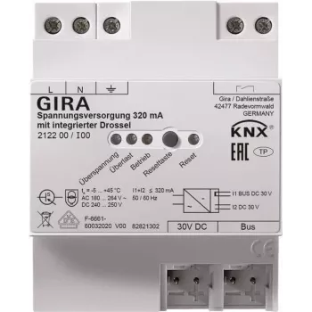 Zasilacz KNX Gira 320 mA z dławikiem REG 212200 do instalacji KNX