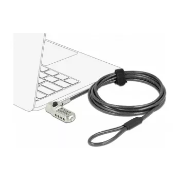 kabel lock DELOCK 20677 — combination laptop security kabel 2 m, Ø 4.4 mm, Czarny/srebrny
