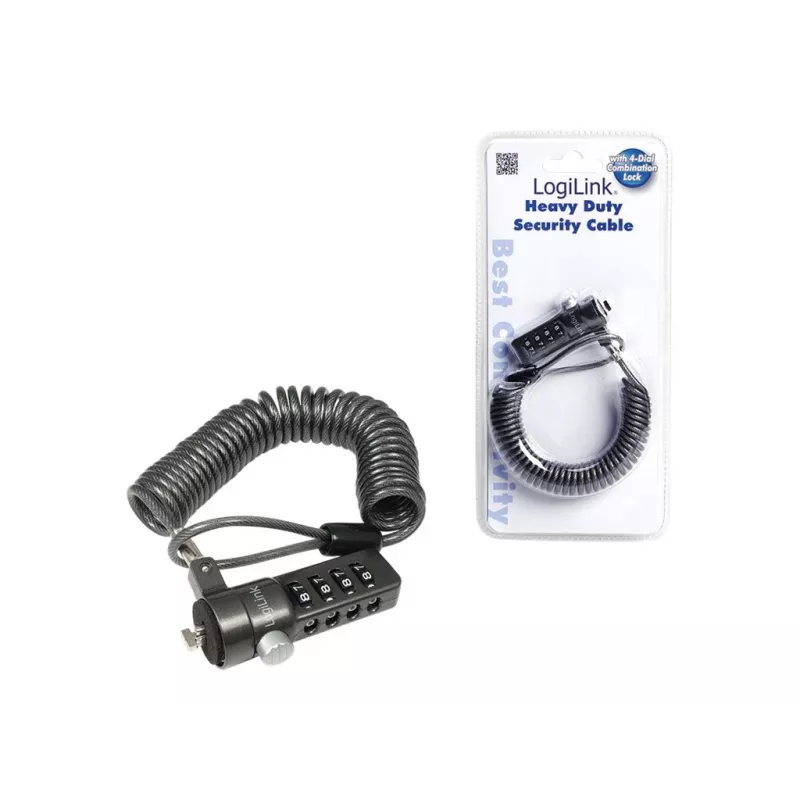 LogiLink NBS004 kabel Lock Czarny 1.8 M