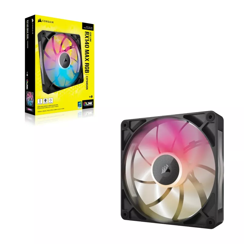 Wentylator Corsair iCUE LINK RX140 MAX RGB 14 cm Czarny 300-1600 RPM