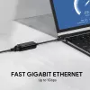 Adapter Ethernet Aukey CB-A30 USB‑C na Gigabit RJ45 10/100/1000 Mb/s, USB 3.0, aluminium, wskaźniki LED