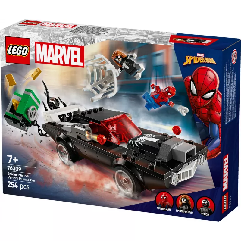 Zestaw konstrukcyjny LEGO Marvel Super Heroes Spider-Man vs. Venom Muscle Car 76309 — 254 elementy, 3 minifigurki, wiek 7+