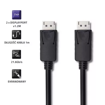 Kabel DisplayPort Qoltec 50373 2 m Czarny