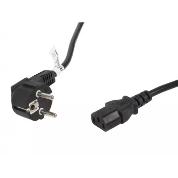 Kabel zasilający LANBERG CA-C13C-11CC-0050-BK — 5 m, złącze C13 do CEE7/7, kątowe C13