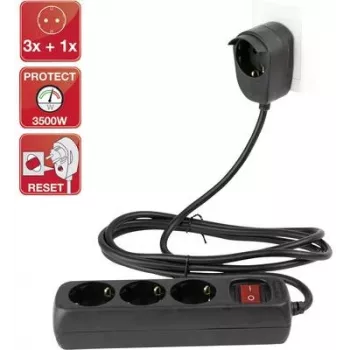 Listwa zasilająca REV Multiple Socket Outlet 3+1 z włącznikiem, kabel 2 m, czarna