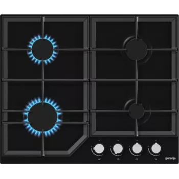 Gas hob Gorenje GT641KB, built-in 60 cm, 4 gas zones, tempered glass, cast iron grates, rotary knobs
