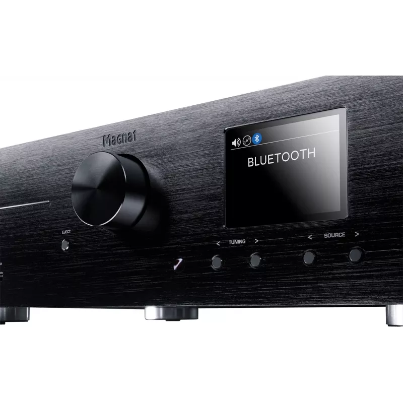 Odbiornik stereo Magnat MC 400 — 2.0 kanałów, 40 W na kanał, odtwarzacz CD, Wi‑Fi, Bluetooth, DAB/FM, Ethernet (czarny)