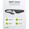 HDMI-Umschaltbox 3 to 1 (4K @ 60 Hz), przełącznik HDMI (czarny, kabel 55 cm)
