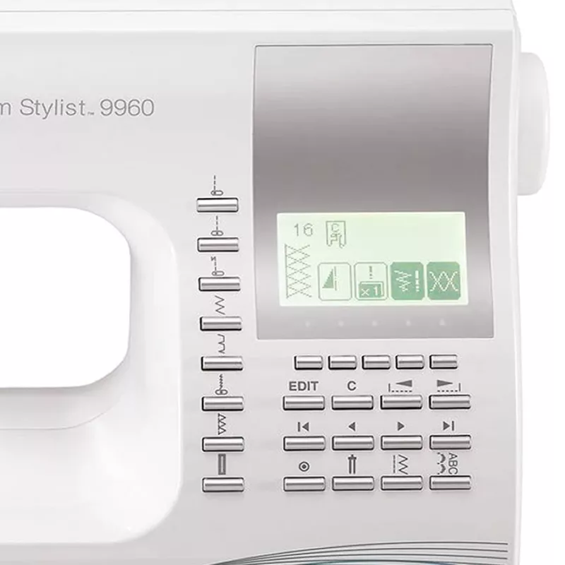 Maszyna do szycia SINGER Quantum Stylist 9960 — 600 wzorów ściegów, 13 rodzajów jednokrokowych dziurek, wolne ramię