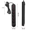 Listwa zasilająca MACLEAN MCE395 B — 5 gniazd, 3×USB, 110–240 V AC, 2,1 A USB, 2500 W, przewód 1,5 m, czarna