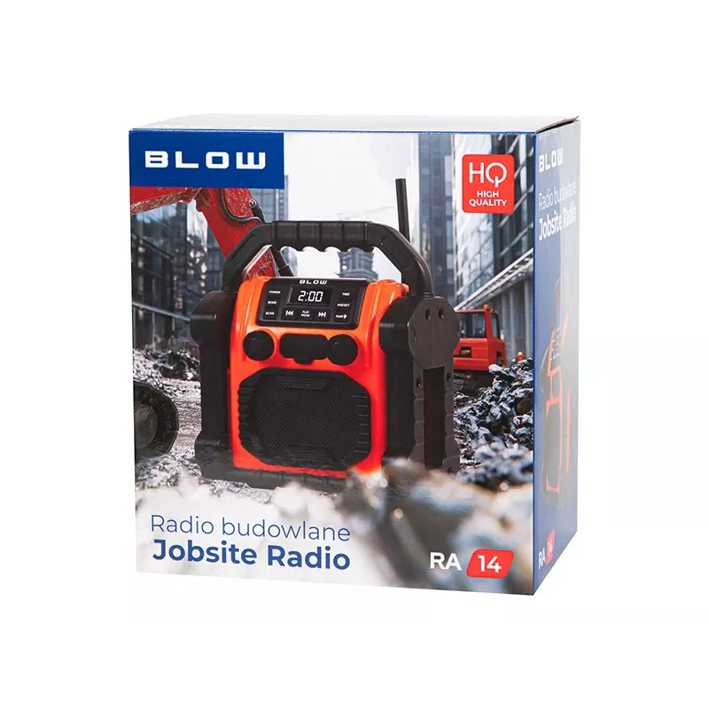 Przenośne radio AM/FM BLOW RA14 radio budowlane, zasilane bateriami, odbiór AM i FM