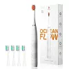 Sonic toothbrush OCLEAN FLOW Adult — bateria-powered, whitening mode, integrated timer, adjustable speed, 255 mm height, biały, 0.13 kg, 1 handle + 1 brush head