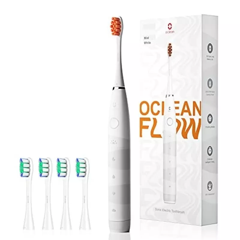 Sonic toothbrush OCLEAN FLOW Adult — bateria-powered, whitening mode, integrated timer, adjustable speed, 255 mm height, biały, 0.13 kg, 1 handle + 1 brush head
