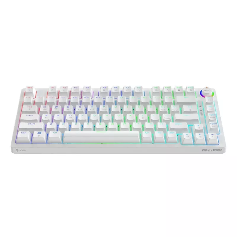 SAVIO PHENIX WHITE Bezprzewodowa Klawiatura Mechaniczna, Gateron Red Pro, ABS