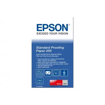 Epson Standard Proofing Paper, 17 cali x 50 m, 205 g/m², 50 m, 43,2 cm, 43,2 cm (17 cali), Matowy, 190 µm, 205 g/m²