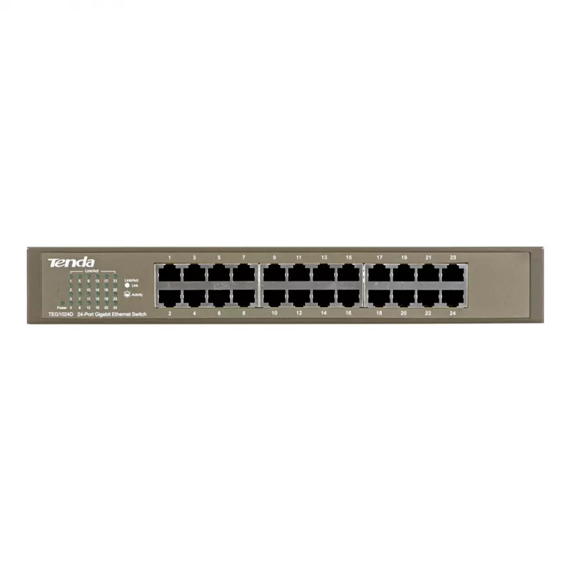 Niezarządzalny przełącznik TENDA TEG1024D 24-portowy Gigabit Ethernet, 48 Gbps, tabela MAC 8000, niebieski
