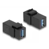 Moduł Keystone DeLOCK USB 3.0 A żeński na A żeński czarny 1:1